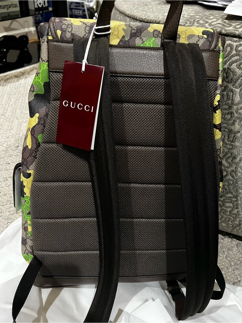 Gucci Men's GG Supreme Camouflage Backpack - Yellow/Green Camo
